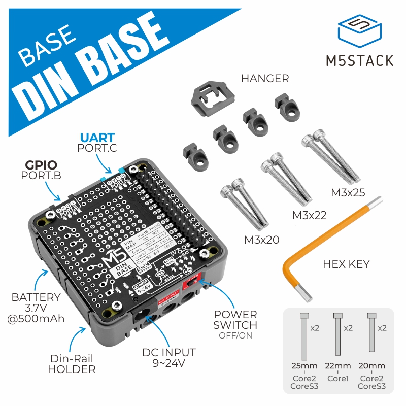 M5Stack - Base Din oficial M5Stack com bateria