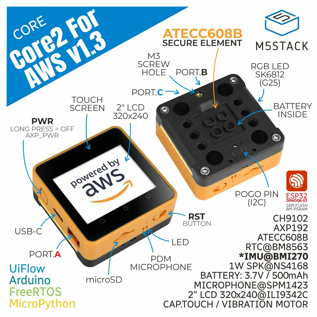 M5Stack Core2 AWS IoT Kit ESP3 - M5Stack Core2 avaliação e preço